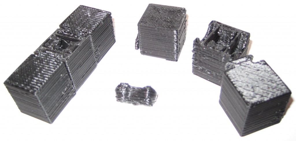 All seven parts of the 3x2x1 Rubik's cube puzzle