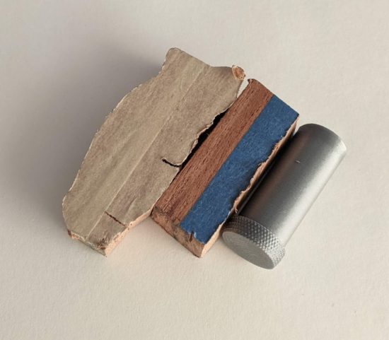 Scrap wood, cotter pin cutoffs