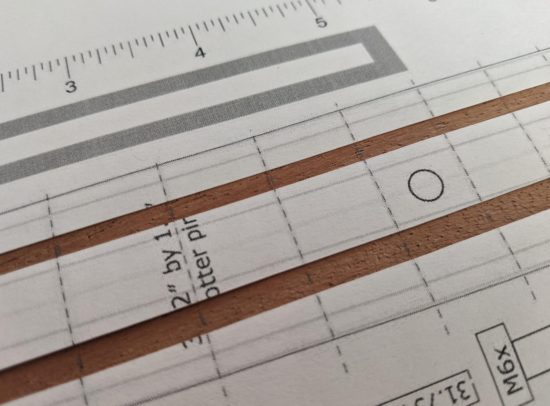 Pencil marks through the template windows