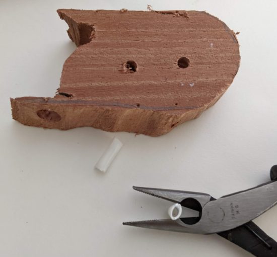 The test pieces of the plastic rod were bent since I clipped the instead of sawing and needed to be bent back in shape