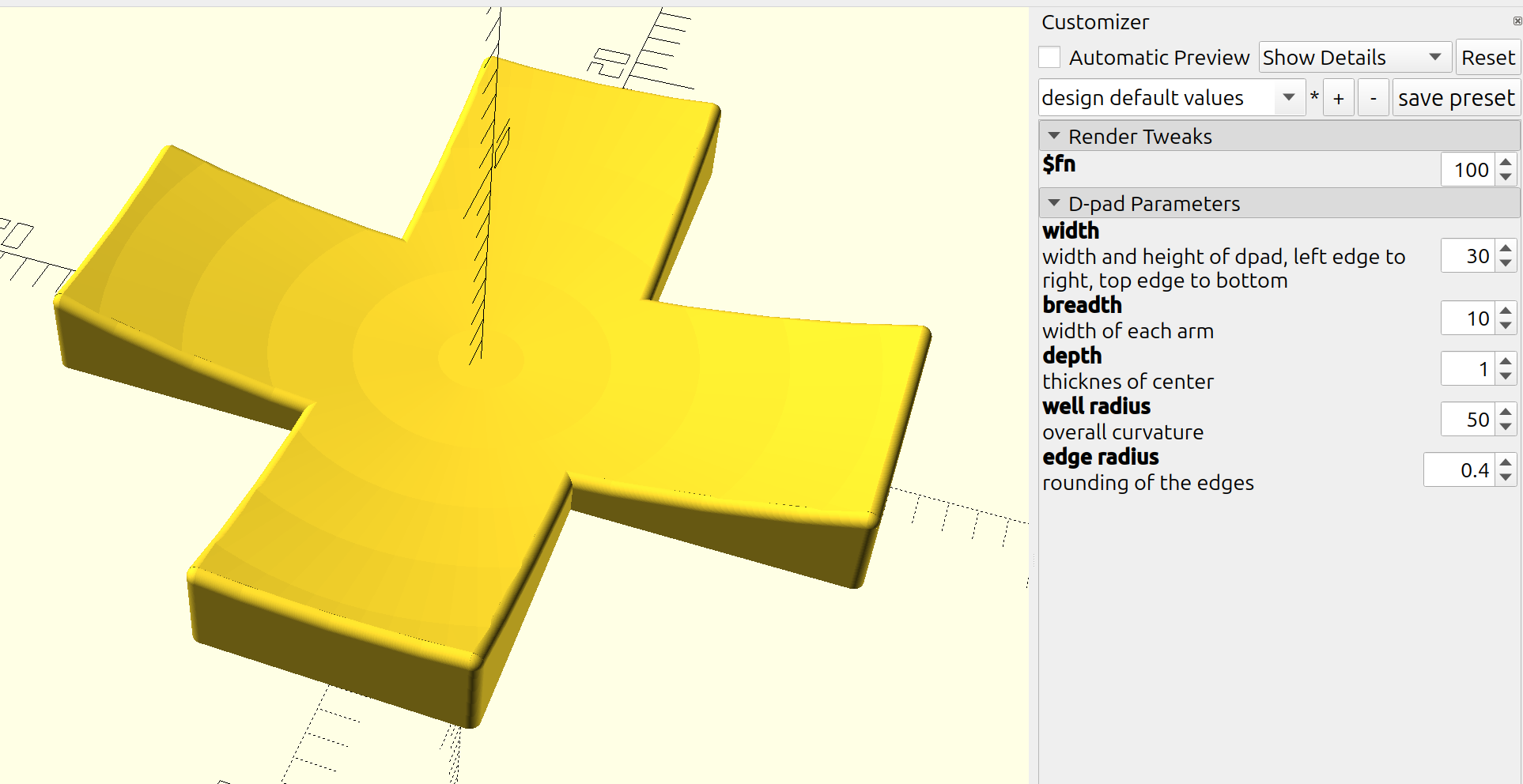 Directional Block Example OpenSCADClub Week 2: Directional Pad – MakerBlock